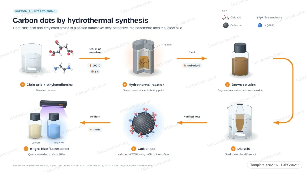 Hydrothermal synthesis of carbon dots: preview of the editable figure template