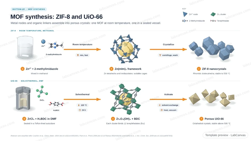 MOF synthesis: ZIF-8 and UiO-66: preview of the editable figure template