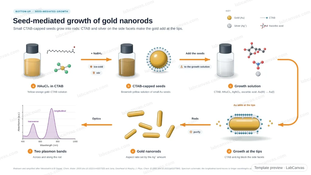 Seed-mediated growth of gold nanorods: preview of the editable figure template