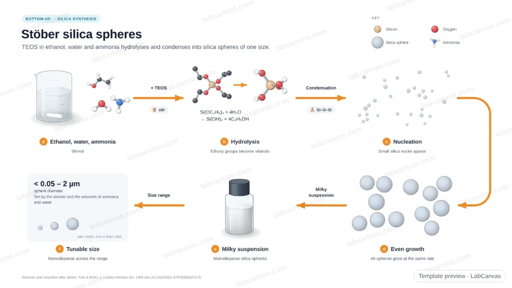 Stöber synthesis of monodisperse silica spheres: preview of the editable figure template